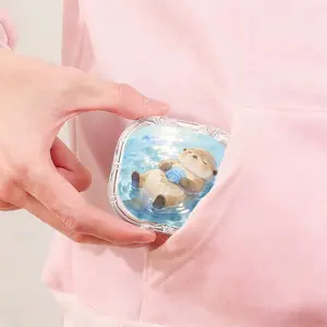Sunny Sea Surface Shell-Holding Otter Printed Retainer Box, Popular Oral Care Denture Storage Box, All-Scenario Universal Orthodontic Retainer Case, Large Capacity Moisture-Proof Drop-Proof Protector Storage Box