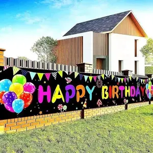 Happy Birthday Yard Banner, Happy Birthday Decorations, Large Happy Birthday Yard Sign Backdrop, Birthday Party Outdoor & Indoor Decoration Banner,  118x19.7 inches
