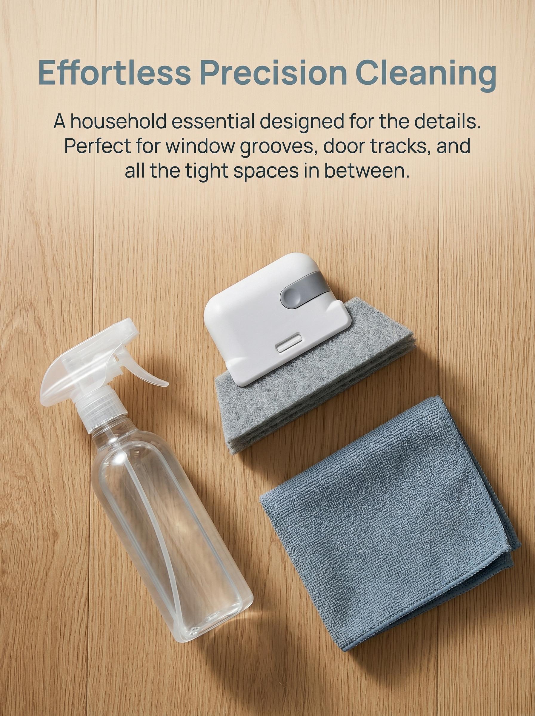 Grey Window Groove Cleaning Brush, 1 Count Portable Handheld Window Track Cleaning Brush, Multifunctional Cleaner Tools for Door Gap Track, Household Essentials, House Cleaning Tools, Household Items, Versatile Cleaning Tool, Window Cleaning Kit