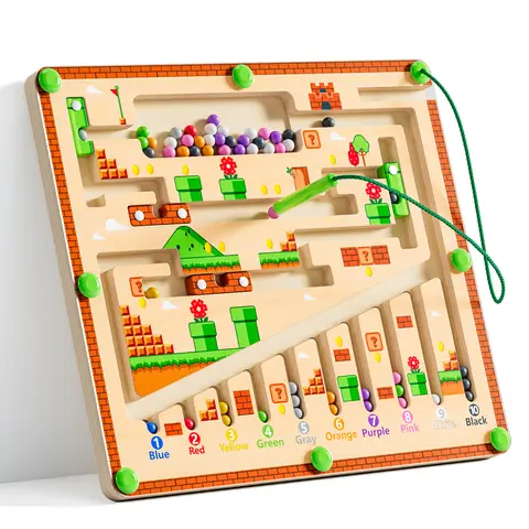 Magnetic Color and Number Maze，Magnetic Alphabet Maze, Learning Educational Toys,Valentines Day Gifts for Kids Wooden Magnetic Magnetic Color Outdoorfun Puzzle