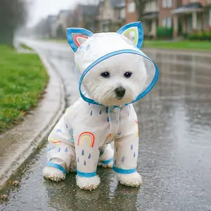 NEW Dog Raincoat Waterproof Waterproof with Transparent Hooded Jumpsuit Dog Clothes