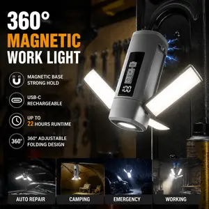 Retractable Foldable LED Camping Lantern - USB-Rechargeable, Dimmable, 360° Adjustable, Hangable Flood & Work Light, Portable for Camping, Hiking