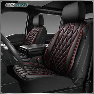 CAR PASS Luxury PU Leather Car Seat Covers Full Set with Armrests,Waterproof, Anti-Slip & Airbag Safe for SUV, Van, Truck