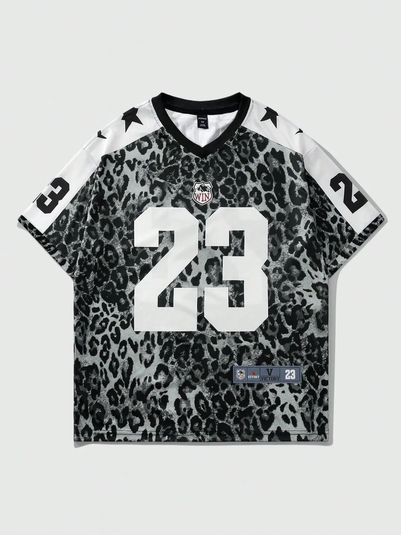 Men's Leopard Print Oversized Football Jersey, Color Block V-Neck Short Sleeve Sporty Tee, Y2K Streetwear Athletic Top, Casual Sporty Top for Street Style & Daily Wear Sportswear Clothing #MensStreetwearJersey #RetroSportswear #VersatileSummerTee