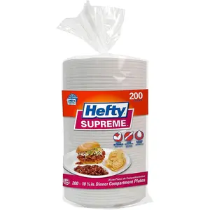 Hefty Supreme 3-Compartment Foam Plates, 10 1/4", 200 ct.