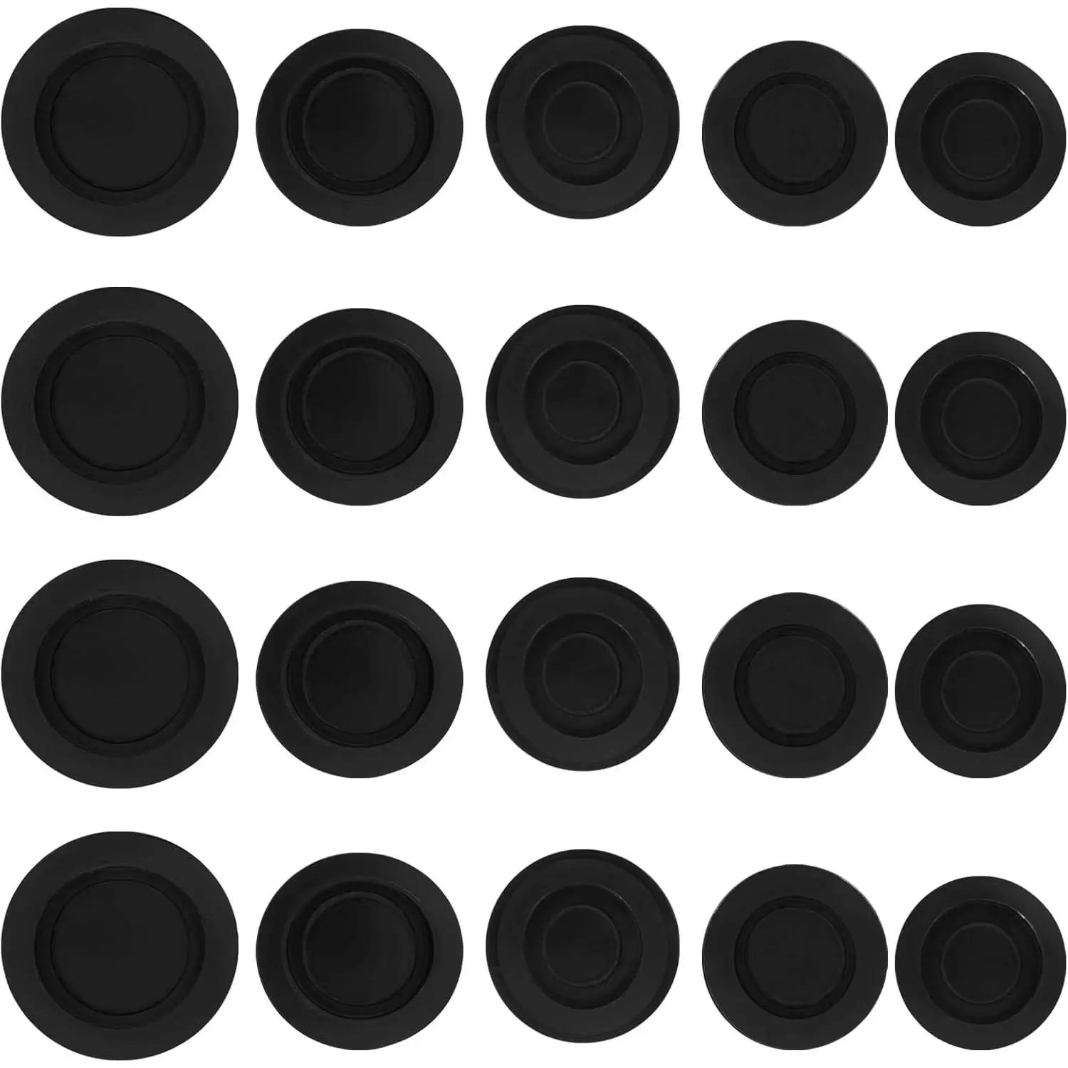 20 Pcs 5 Sizes Piggy Bank Hole Plugs Rubber Saving Box Plugs Round Piggy Bank Stopper Cover for Money Saving Box Black 4Pcs/Each Size
