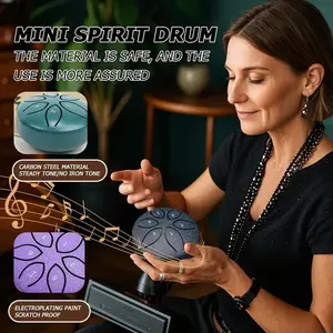 Mini Carbon Steel Taiko Drum, Portable Steel Tongue Drum, Easy to Play Hand Drum Instrument, Percussion Instrument, Includes Drumsticks and Music Book