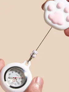 Cute Cat Paw Design Stretchable Watch, Modern Casual Round Dial Analog Quartz Watch for Women, Simple Wristwatch for Daily Wear, Perfect for Students and Nurses, Casual Trendy Wristwatch