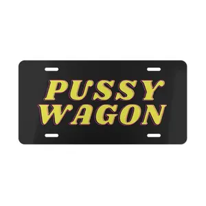 Wagon License Plate, Bold Statement Car Decoration, Unique Black Metal License Plate, Funny Car Accessory