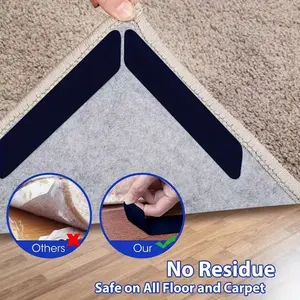 12 Double-sided Carpet Fixing Stickers Washable Durable Anti Curling Corner Fixer for Carpets Wooden Floors Seamless Design Reusable Smooth Surface No Residue