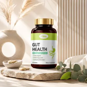Vffiek Chewable Gut Health Daily Support Supplement - 30 Tablets with Fiber, Probiotic Blend for Diet Support