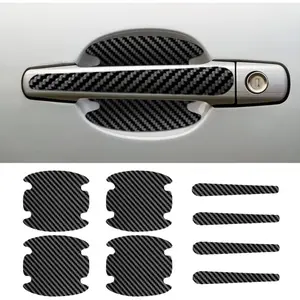 8PCS Car Door Handle Scratch Protectors, Carbon Fiber Car Door Handle Bowl Sticker, Universal Auto Doors Handles Paint Guard Cover, Doors Handles Cup Protective Film for Cars (Black)