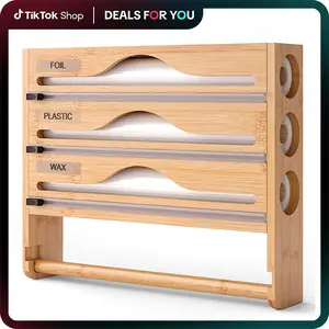 Disposable Board Roll for Travel wrap  dispenser A Bamboo Cling Film Cutter with a Tissue Holder, a Wall-Mounted Foil Cutter for The Kitchen, a Three-Compartment Cutter, And a Paper Storage Rack. dinner party Thickened Round Cutting Board with Anti-Slip d