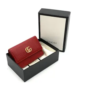 Pre-owned GUCCI Leather Wallet Double G Calfskin Red W/Dust bag, Box #4248