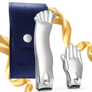 Stainless Steel Nail Clipper Set with PU Storage Bag, 2 Counts Nail Clipper & 1 Count Nail File, Manicure & Pedicure Tool for Home & Salon Use