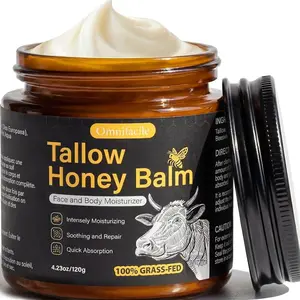 Beef Tallow for Skin,Face,Body - Handmade Whipped Tallow Face Moisturizer& Tallow Balm with Grass-Fed Beef Tallow & Raw Honey,Narural Organic Tallow and honey balm for Men&Women,Unscented,4.23OZ