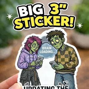 Transparent Updating the Simulation Funny Brain Loading decal 3" x 3" Durable Vinyl Weather-Resistant for Laptops Phone Cases