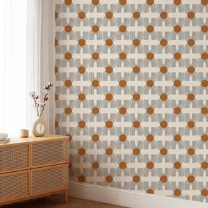 Mid-Century Modern Terracotta Arches Wallpaper | Retro Geometric