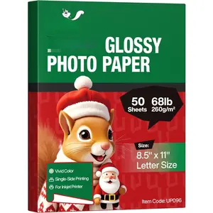 Single Side Glossy Inkjet Photo Paper 8.5x11 Letter Size - 50 Sheets 68lb 260GSM 11.8Mil Heavyweight Thick Paper for DIY Greeting Card, Placemat, Craft, Signage, Christmas Poster