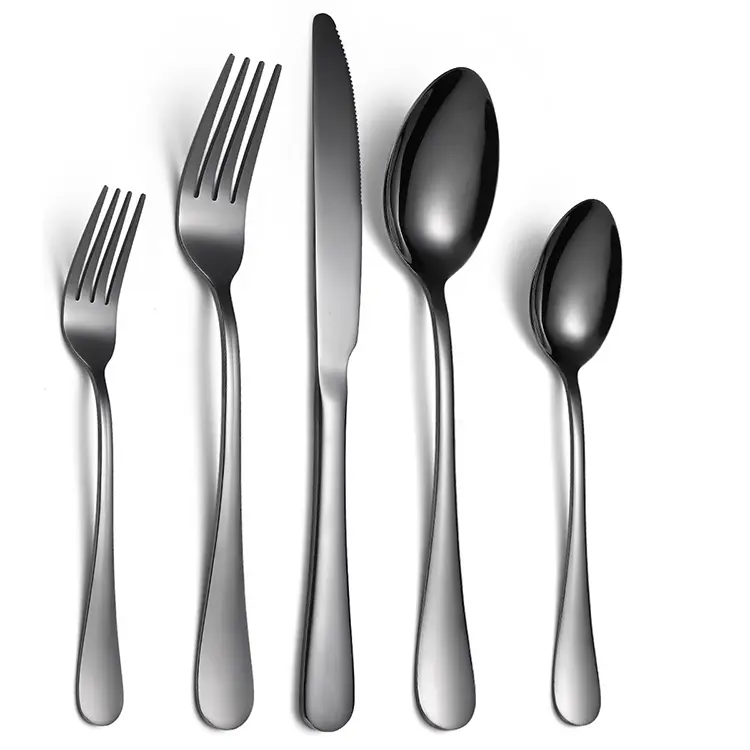 Stainless steel cutlery set, 20-piece black knife, fork, spoon set, suitable for home dining, parties, and weddings