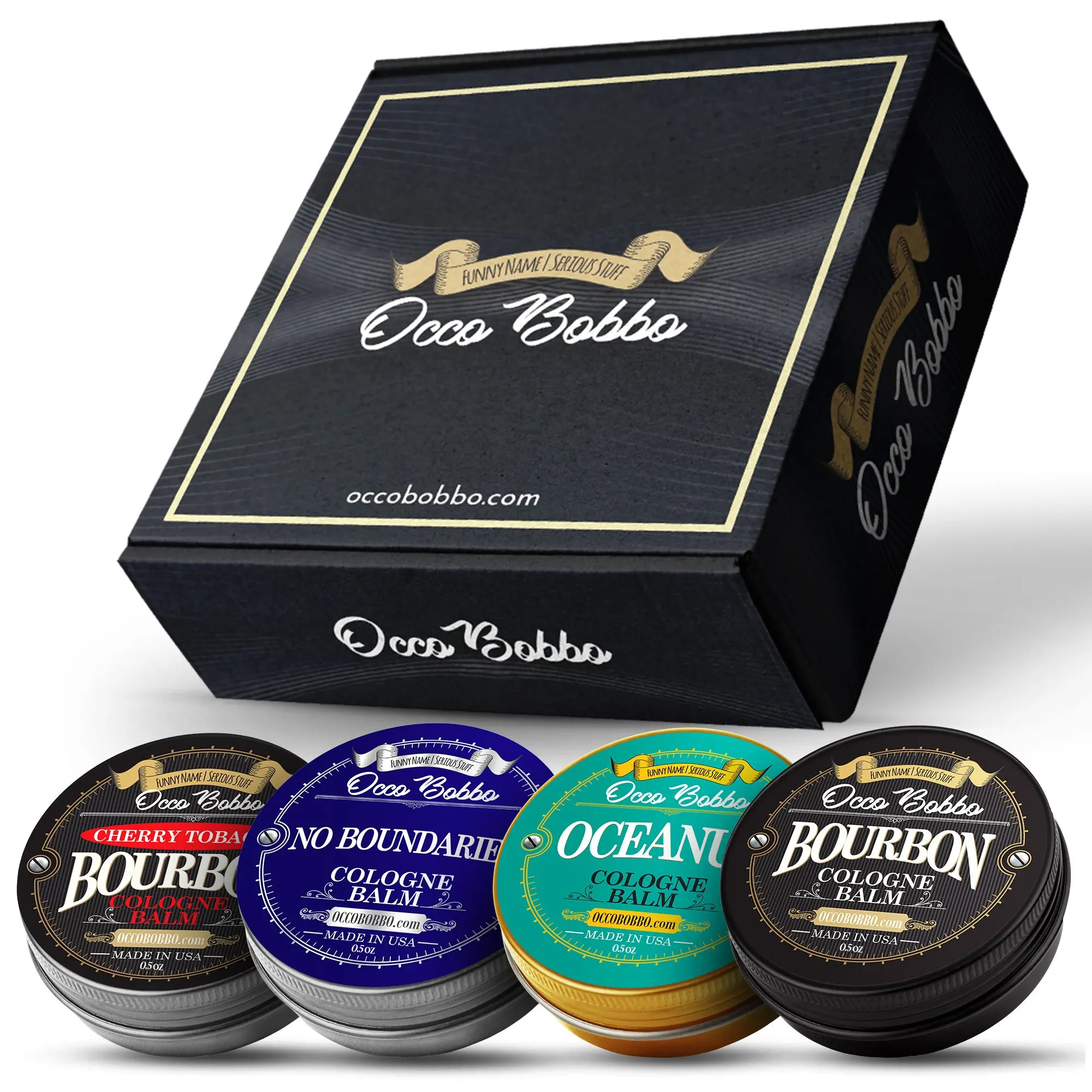 Occo Bobbo - Men's Cologne Gift Set - Travel Size Cologne for Men (4) .5 oz tins