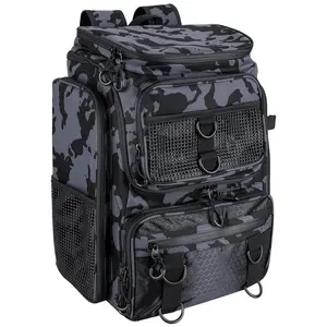 42L 11Gallon Water Resistant Fishing Tackle Backpack, Large Capacity Storage Bag with Rod Holders, 16-Pocket Organizer with Divider, Comfort Adjustable Padded Straps for Outdoor Camping Fishing