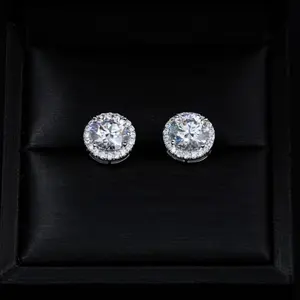 Mature Style 2-Carat Zircon Earrings for Men & Women Natural Round Cut Imitation Faux Gemstones Earrings in Elegant Design anniversary