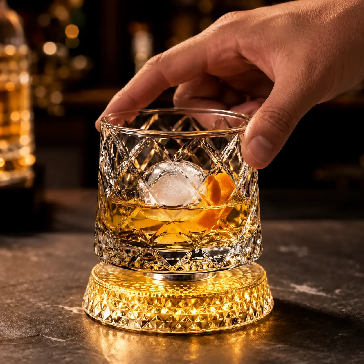 Luxury 360° Spinning Crystal Glass – Star-Cut Stress Relief Whiskey & Wine Glass, Elegant European Barware Gift，Rotating Glass Cup Spinning Glass Cup