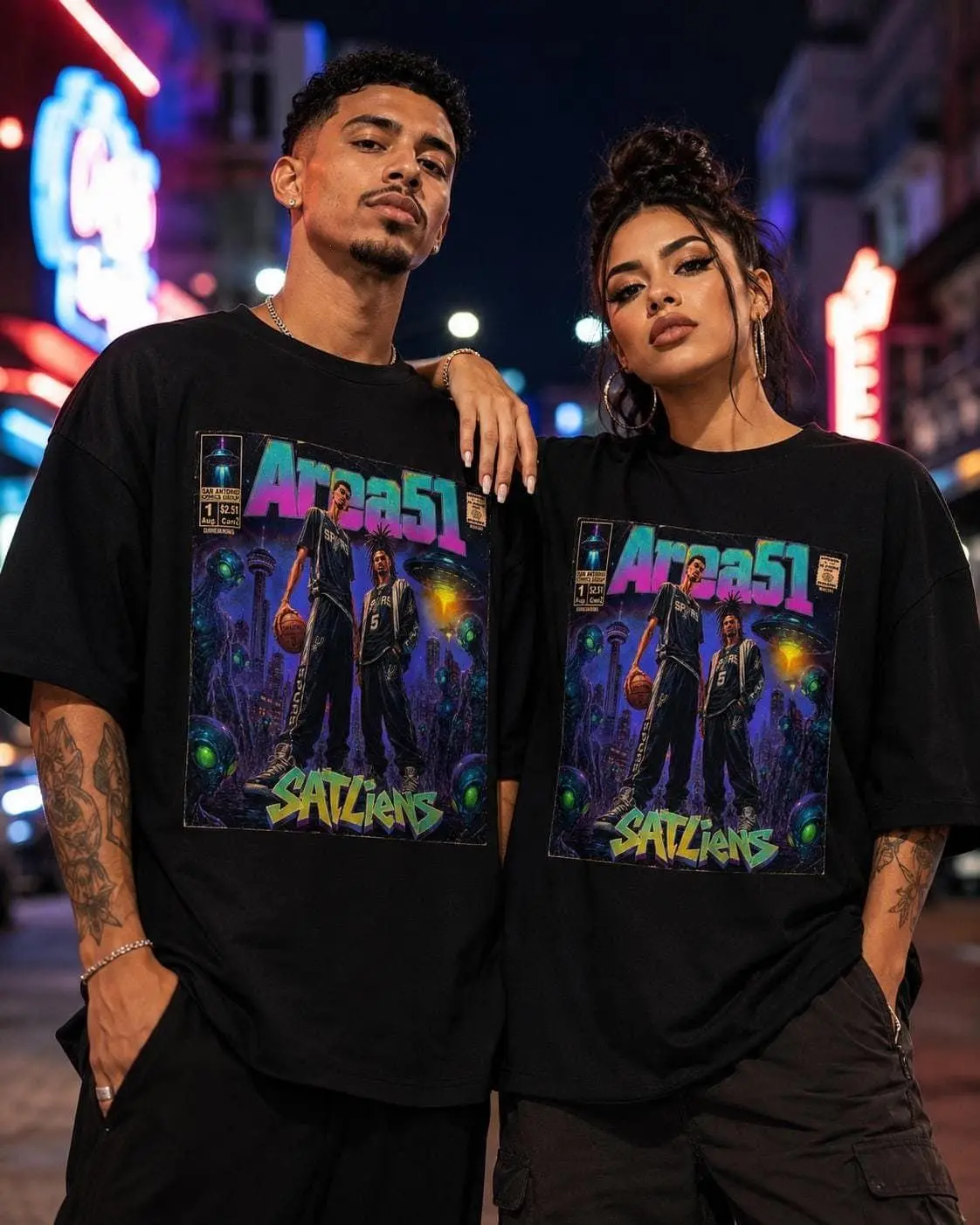 Area 51 SATLiens Parody Graphic Tee San Antonio Sci-Fi Streetwear Shirt