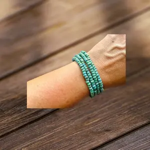 Turquoise Picasso bead bracelet stack