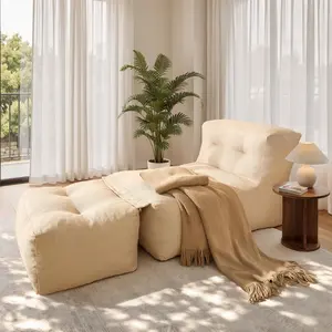HOOOWOOO Convertible 2-in-1 Bean Bag Sofa with Ottoman, Zipper Modular Lounger Chair, Memory Foam Filled Couch for Living Room, Bedroom, Balcony & Indoor Outdoor Use