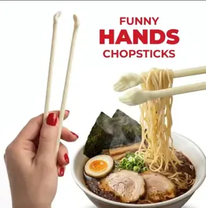 Novelty Palm Chopsticks Reusable Anti-Slip Grip Lightweight Eating Chopsticks Creative Kitchen Utensils Perfect Gift for Lovers Friends Cutlery Tableware