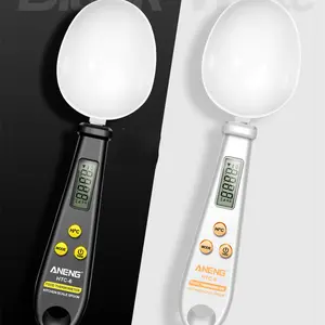 Aneng 2-in-1 Electronic Scale Measuring Spoon & Spatula with Digital Display Built-in Temperature Sensor Compact Stylish Kitchen Utensils Black/White Measure