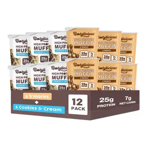 Limited Edition: Sun’s Out, Buns Out Variety Pack, 6 Cookies & Cream + 6 S’mores - Bootylicious High Protein Muffins (12 Pack)