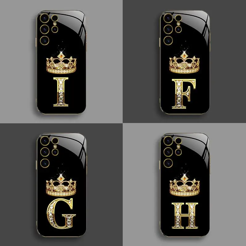 Suitable for [Galaxy S24 Ultra] New high-end crown electroplated gold edge mobile phone case new business simple explosion-proof mobile phone case affordable anti-fall anti-fingerprint-888
