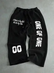 Fall Winter New Casual Letter Print Earth Graphic Sweatpants, Loose Drawstring Straight Leg Pants for Ultimate Comfort, Unisex Multi-Purpose Bottoms for Workdays and Weekends