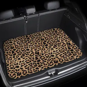 Single Piece Leopard Print Design Yellow Car Trunk Mat- Non-Slip Polyester Durable Floor Mat, Car Floor Mats, Suitable for Daily Travel, Cargo Lifting And Safe Storage, Vehicle Interior Additions, Car Interior Accessory, Car Trunk Protec