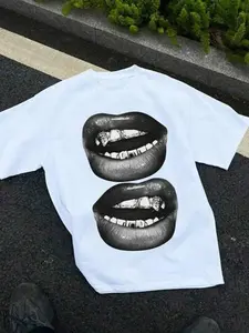 Graphic Print Casual Loose Knit T-Shirt For Teen Girls, Suitable For Summer With Cotton Sweatshirt, Hoodie, Comfort Colors