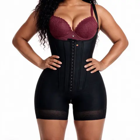 SNATCHED BODY Bone Open Bust Faja | Colombian Powernet Waist Snatching | Built-in Butt Lifter + Zero Glute Compression | 3-Row Hook + Perineal Zipper | Silicone Lace Anti-Roll | Stage 3 colombian Faja
