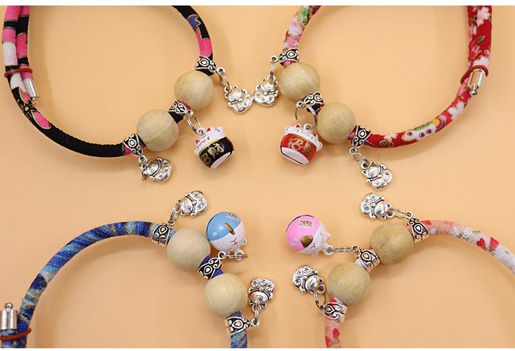 Japanese Necklace Cat Cartoon Printing Collar Natural Camphor Wood Pet Insect Repellent Collar Dog Bell Collar