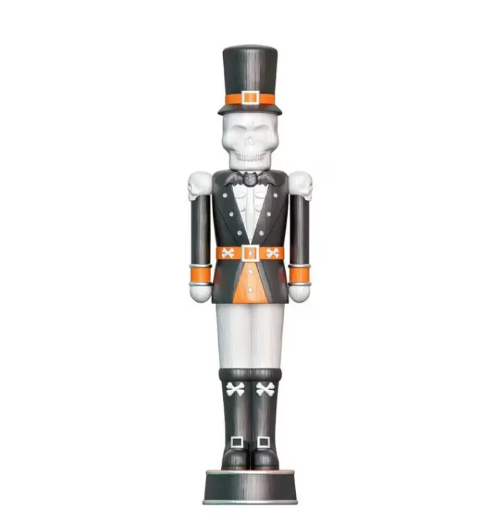 Way to Celebrate 72-in Standing Plastic Animated Skeleton Nutcracker, 6-ft Light-Up Halloween Decor with Sound, Giant Painted Outdoor Spooky Home Festive Decoration