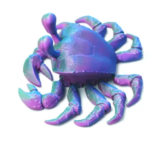3D printed crab model toys, flexible joint animal doll statues, home and office desk decorations, holiday surprise gifts