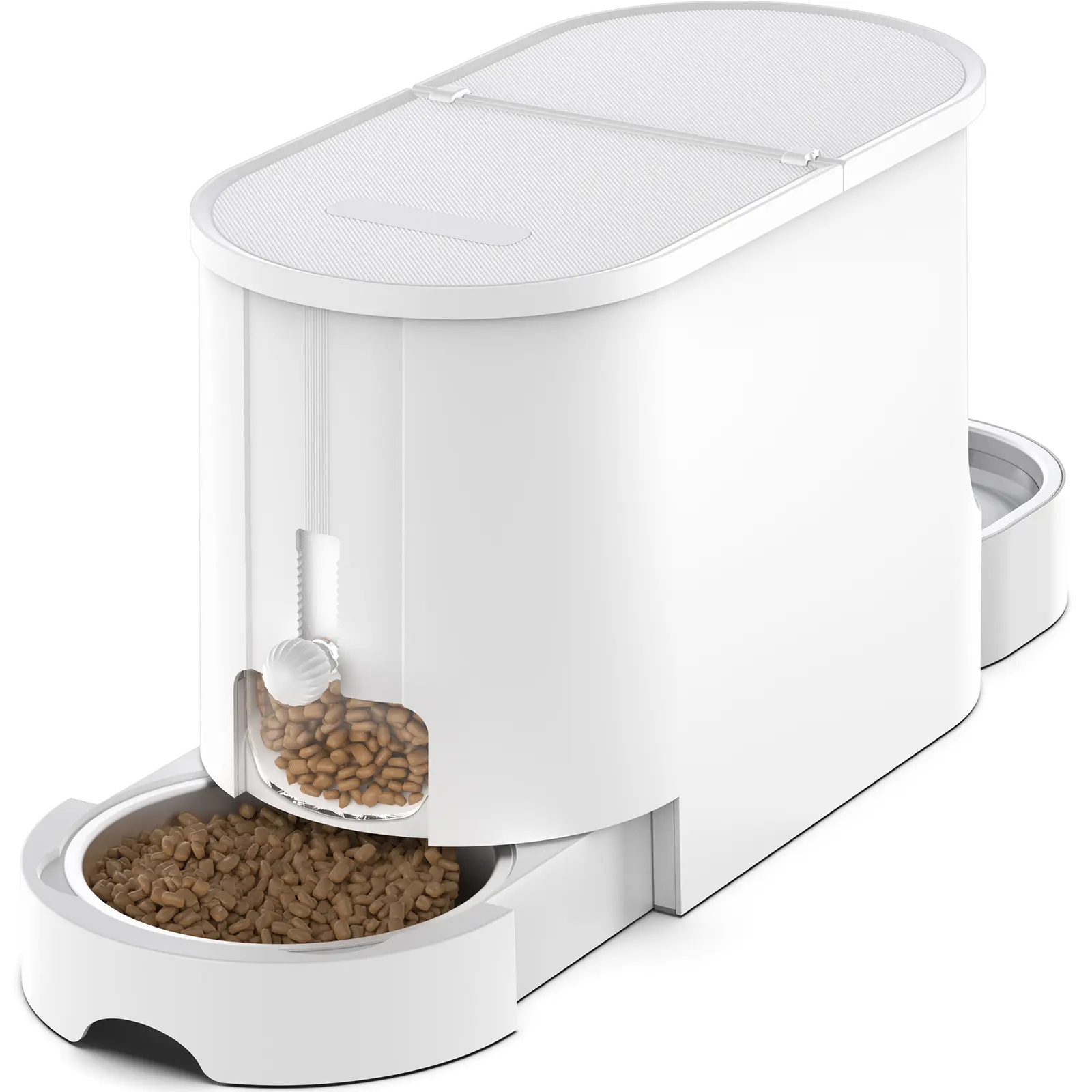 2-in-1 Automatic Gravity Cat Food Feeder and Water Dispenser with Stainless Steel Bowls, Large Capacity Pet Feeding Supply, Automatic Gravity Feeder