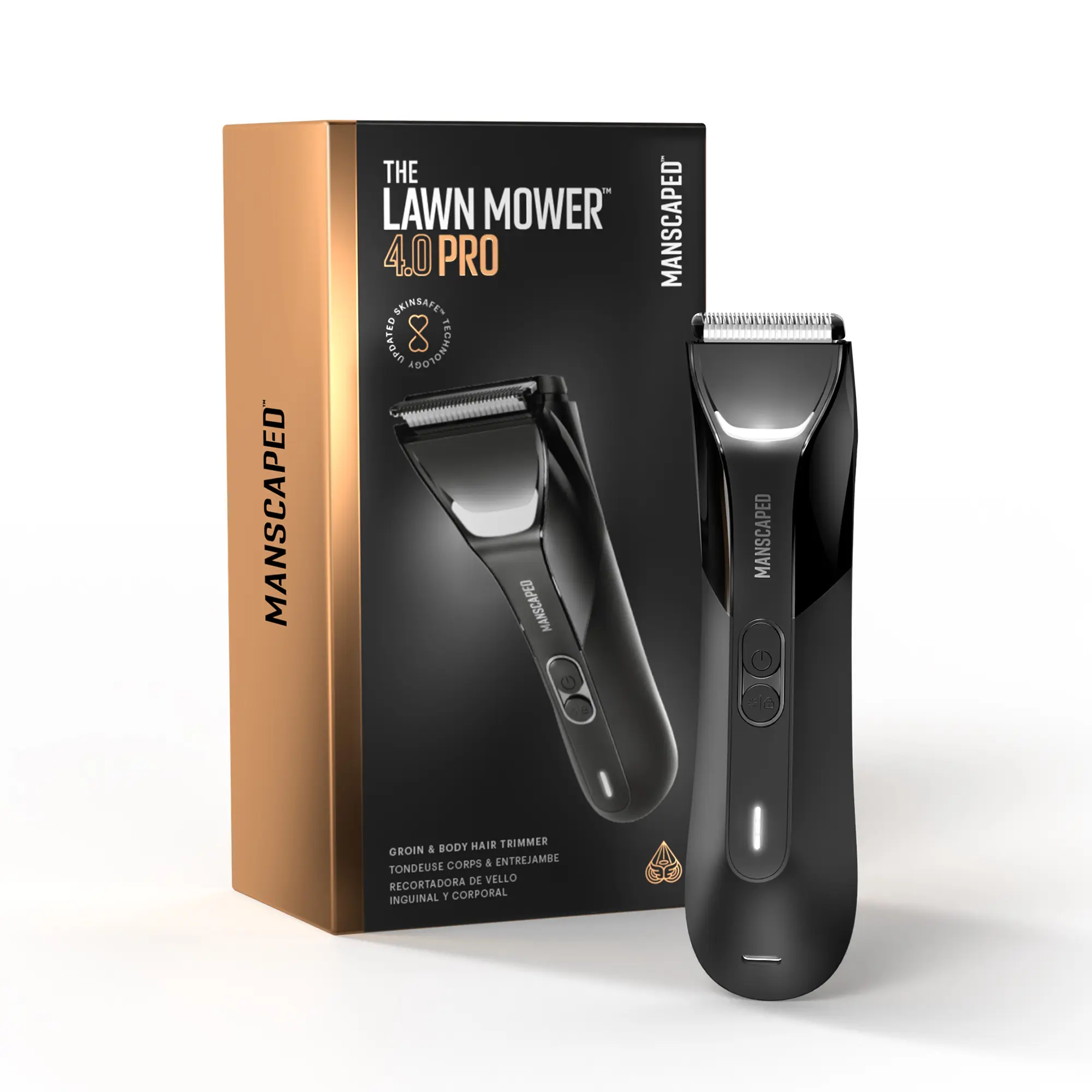 MANSCAPED® The Lawn Mower® 4.0 PRO - Groin & Body Hair Trimmer, Updated SkinSafe® Trimmer Blade, Waterproof Wet/Dry Groomer, USB-C & Wireless Charging Compatible, Men’s Ball Shaver with Travel Lock Comfort Adjustable