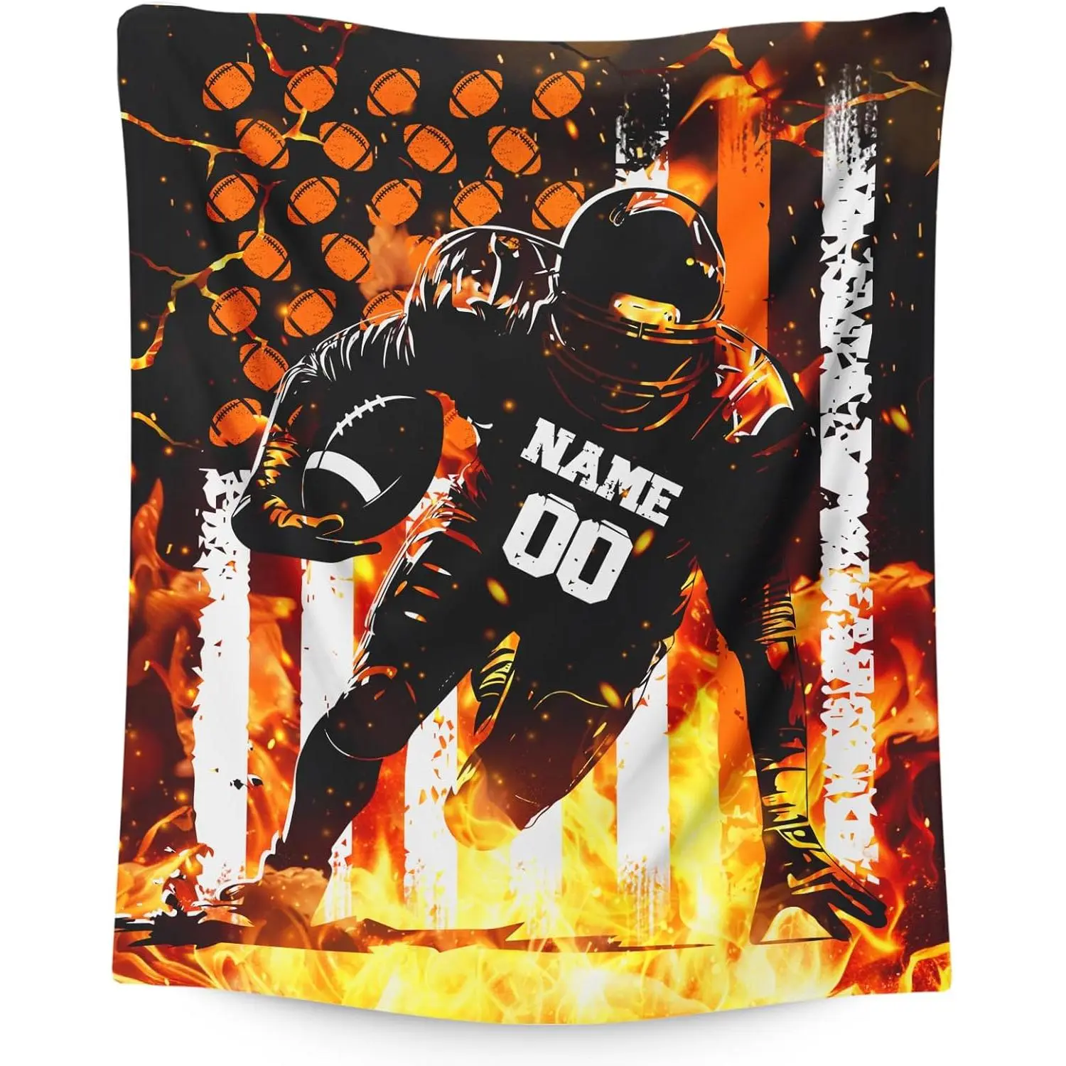 Personalized Flannel Blanket - 40x30 Soft Plush Throw for Couch, Bed, Custom Football Image Blanket for Teen Boys, Machine Washable, Adult-Ready Custom Gift for Any Occasion