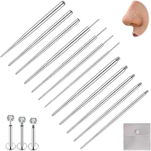 12PCS Body Piercing Taper Insertion Tool Kit 14G 16G 18G 20G Piercing Changing Tool Internal/External Threaded/Push In Piercing Threader Tool for Ear/Nose/Navel/Nipple/Lip/Eyebrow/Tongue