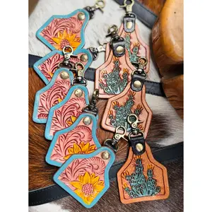 Tooled floral/cactus  keychain