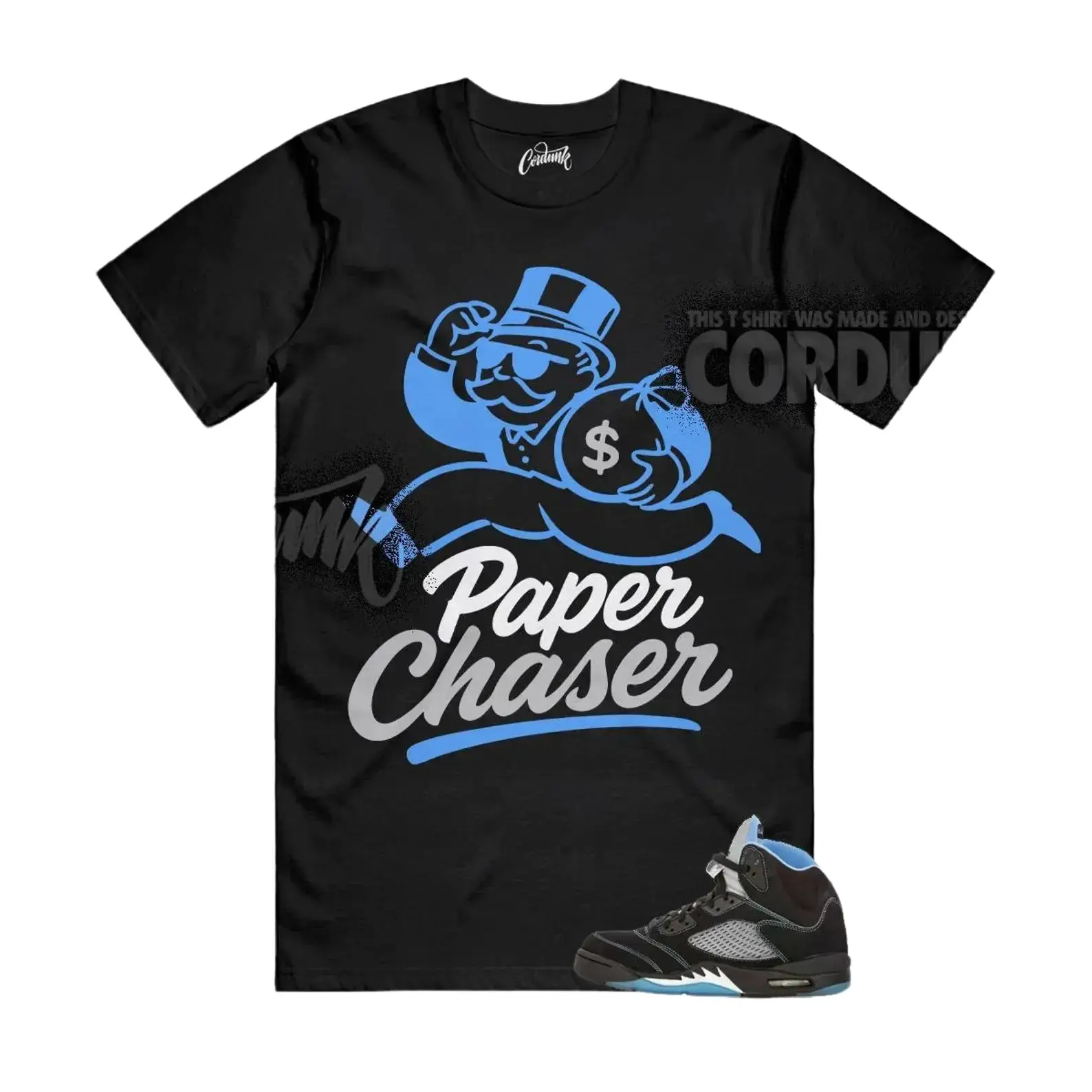 5s Black Uni Blue White Matching Shirt, Paper Chaser Graphic Tee, Rap HipHop Unisex T-Shirt, Gift For Women and Men, Best Gift