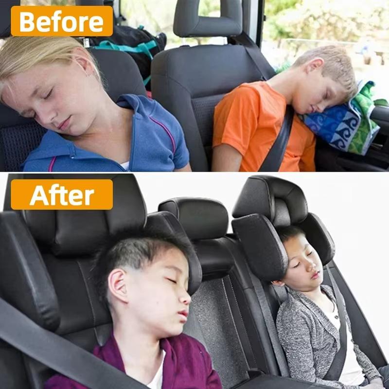 CAER High Quality Car Headrest Pillow 360° Adjustable PU U-Shaped Travel Seat Rest Cushion for Kids & Adults Universal Fit Safe Durable Easy Install
