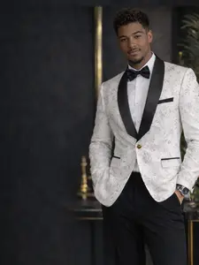 Men's Plus-Size 2-Piece Formal Suit Set - 1-Button Long-Sleeve Blazer, Pants for Evening Occasions